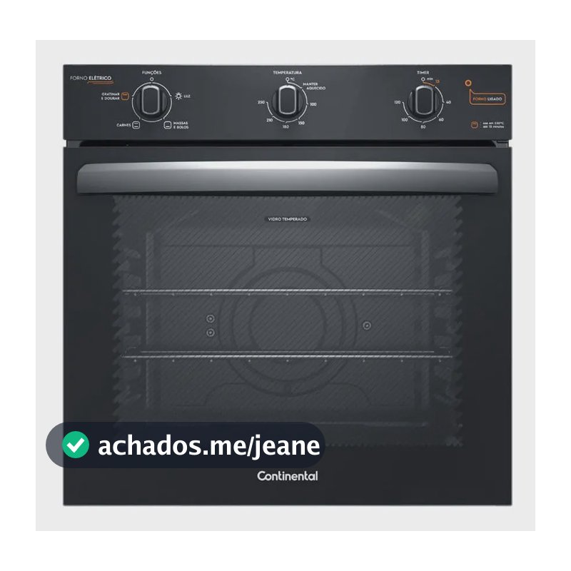 Forno de Embutir Elétrico Continental OC8EM 80L com TOPLimpaFácil Cor Preto