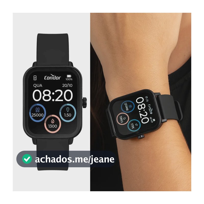 Relógio Smartwatch Original Condor Modelo Cosmart1aa/8p Preto Com Bluetooth Inteligente Ideal Corrida Exercício Esportivo