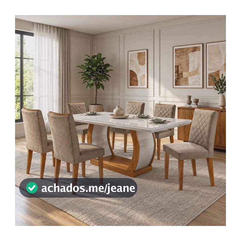 Mesa De Jantar Luanda 180x80cm Tampo Vidro/mdf Canto Ig Animalle Chocolate Off White/imbuia/off White Liso