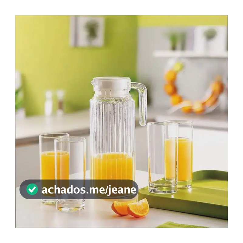 Jarra 1 Litro Com Tampa Para Água Suco Vidro Grosso Com Alça Cor Transparente