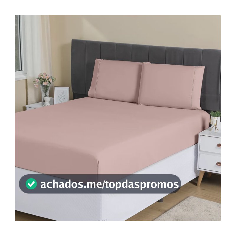 Jogo Lençol Casal 3pç 400 Fios Hipercal Conforto Macio Cor Rosa Desenho do tecido Liso