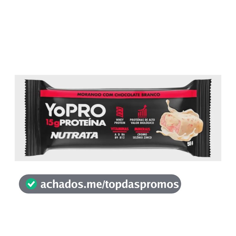 NUTRATA YOPRO 55G C/ 12 BARRAS - MORANGO COM CHOCOLATE BRANCO