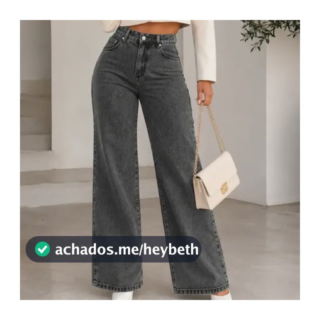 Calça Jeans Pantalona Wide Leg Feminina Cintura Alta Larga