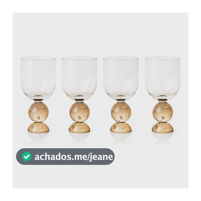 Kit Com 4 Taças Vidro Esfera Bubble Glass Base Âmbar 380ml