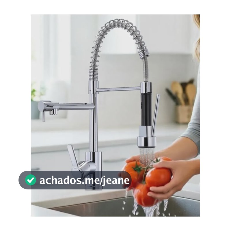 Torneira Cozinha Gourmet Bancada Flexível Pia Monocomando Prateado Brilhante