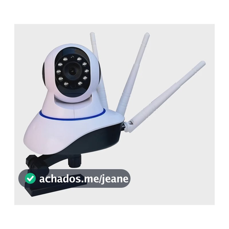 Câmera Ip 3 Antenas Wifi Wireless 3ª Geração Visão Noturna Cor Branco
