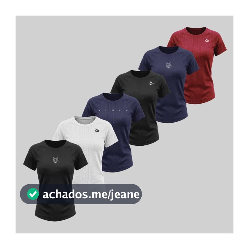 Kit 6 Blusas Femininas Dry Academia Fitness Alpha Preto+marinho+vermelho+branco G