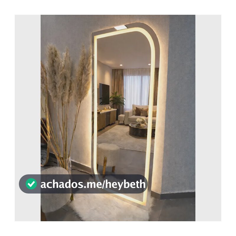 Espelho Orgânico Luxo 170cm Led Bivolt Quente 3000k Decorativos Led Jateado Polido Corpo Inteiro Para Usar Em Sala Closet Quarto Camarim Hall Salão Banheiro Iluminação Moderno Premium E24 Vmex