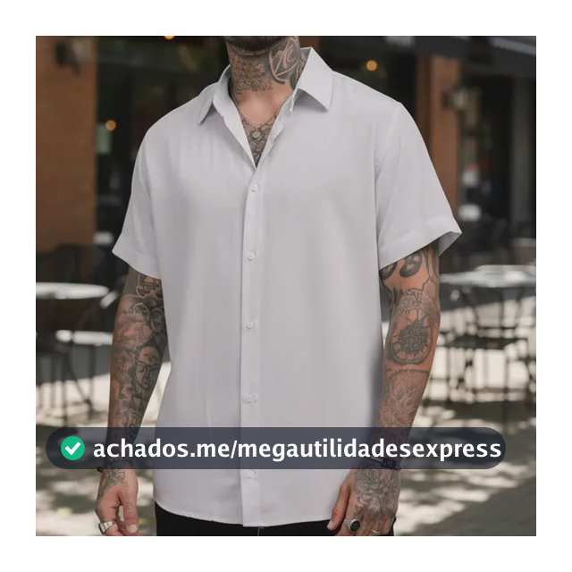 Camisa De Botão Masculina Manga Curta Social Verão Slim