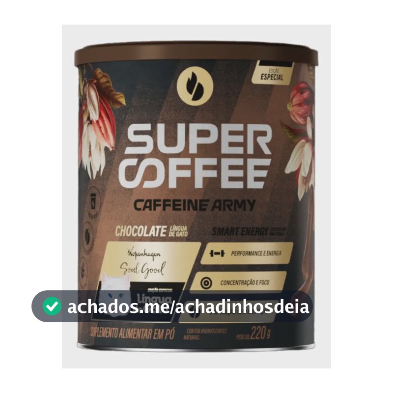 Cafeína Caffeine Army SuperCoffee - Lingua de Gato em pó sabor Chocolate ao leite x 220mL
