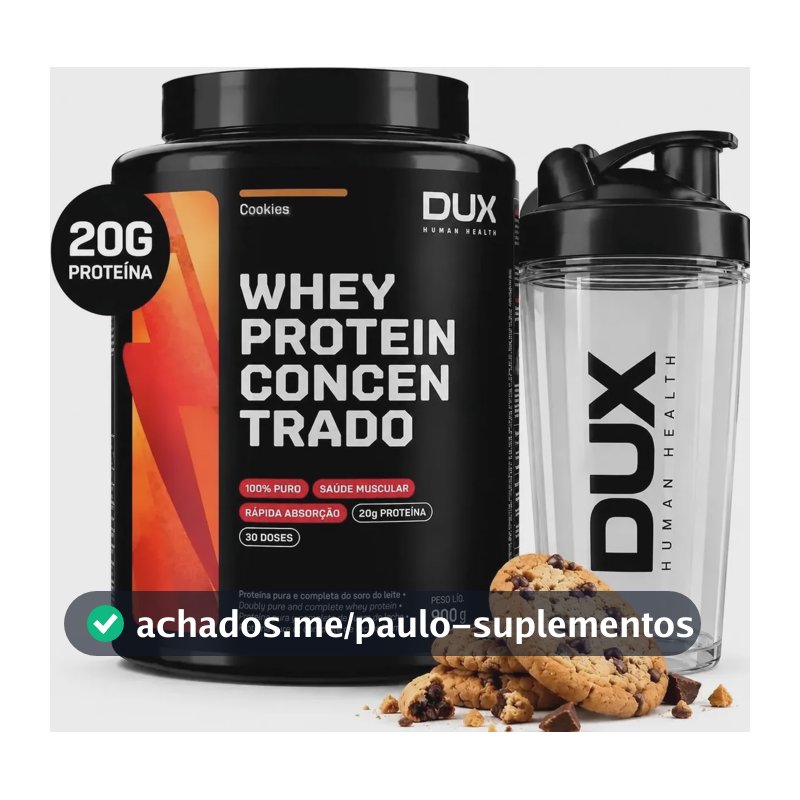 Whey Protein 100% Puro Dux Pote De 900g Concentrado Cookies Cookies
