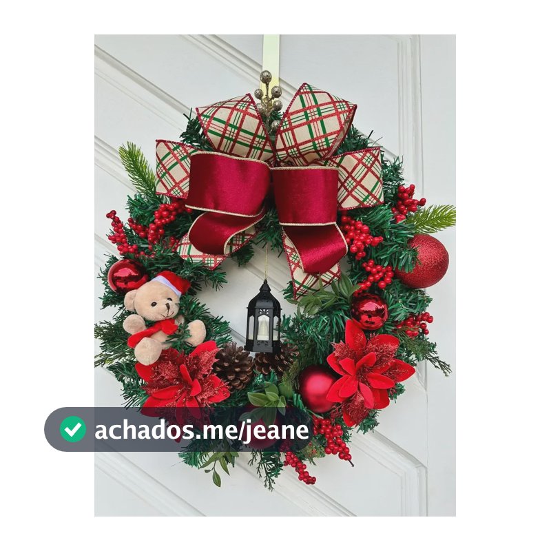Guirlanda De Natal Luxo Urso De Natal Com Led 50cmx50cm Vermelho