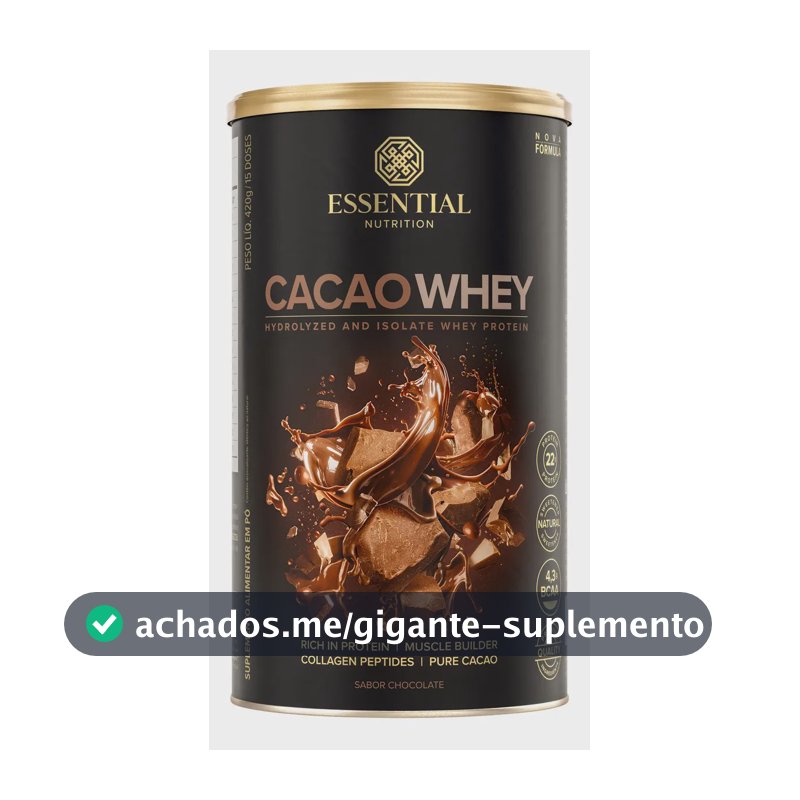 Cacao Whey Protein Isolado e Hidrolisado 420g Essential Nutrition