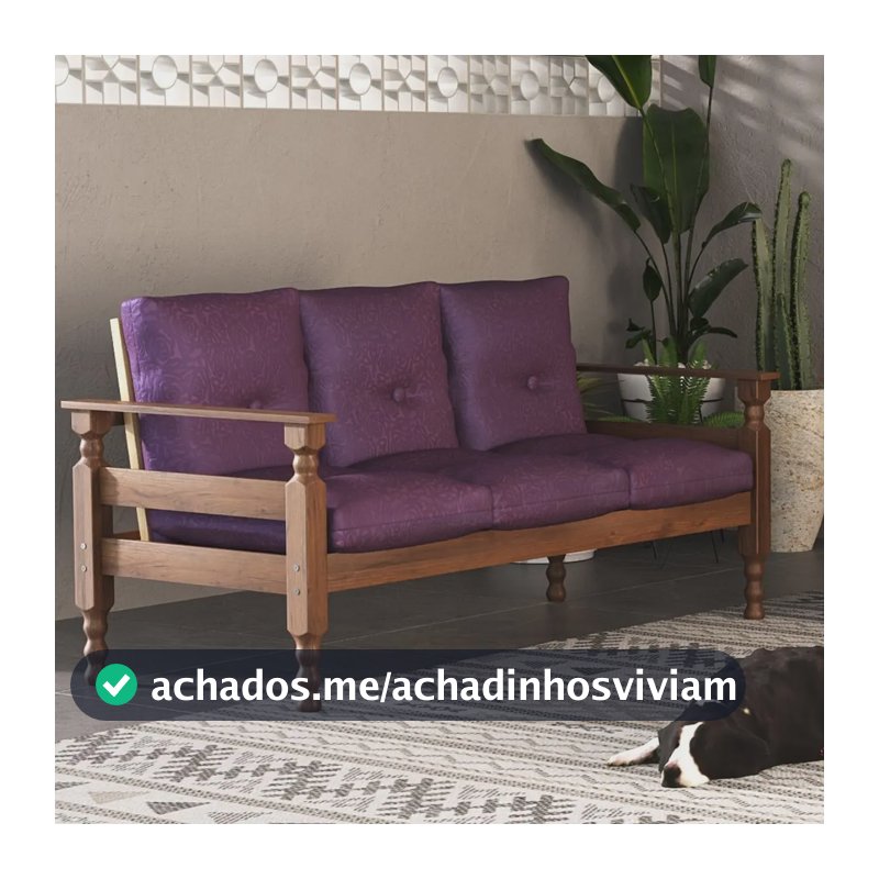 Sofá 3 Lugares Madeira Maciça Liz Multimóveis Cr7000 Lilás Violeta