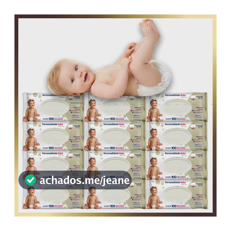 Kit 12 Pcts Lenço Umedecido Personalidade Baby 1.200 Toalhas