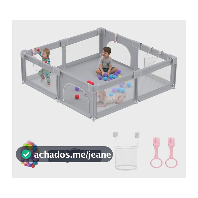 Cercadinho Grande Para Bebe Infantil Vário Tamanho Acessório 127×127cm Cinza