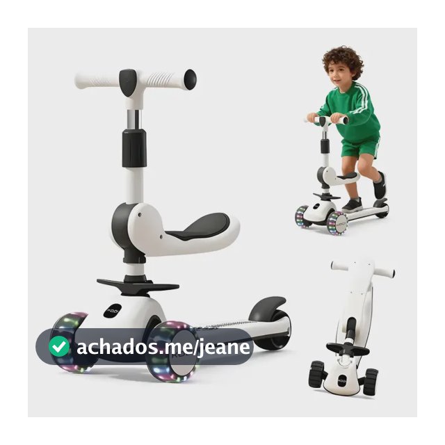 Patinete Infantil 3 Rodas Com Luz Led Menino Menina 40 Kg