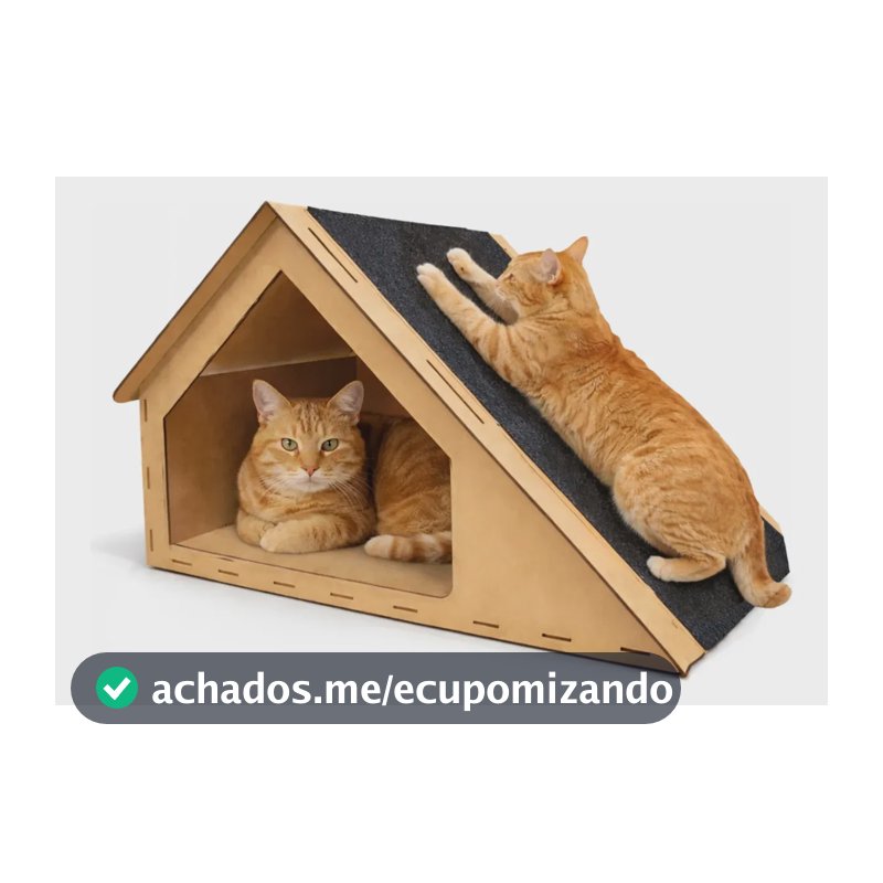 Casinha Gato Toca Arranhador Madeira Mdf Carpete 30x47x36cm - ACB Torneados em Madeiras