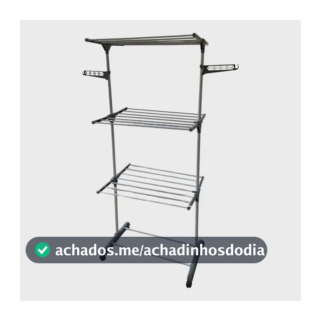 Varal De Chão 3 Andares Com Bandejas E Cabideiro Preto