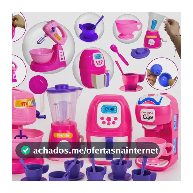 Kit Cozinha Brinquedo Eletrodomésticos + Comidinhas - 24pçs Rosa