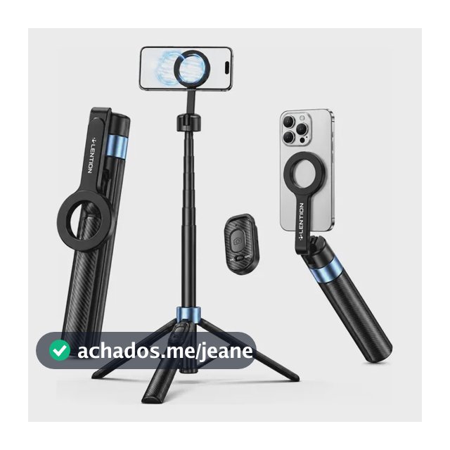 Tripé Magnético Profissional para Celular com Rotação 360°, Controle Bluetooth e 1,25m de Altura