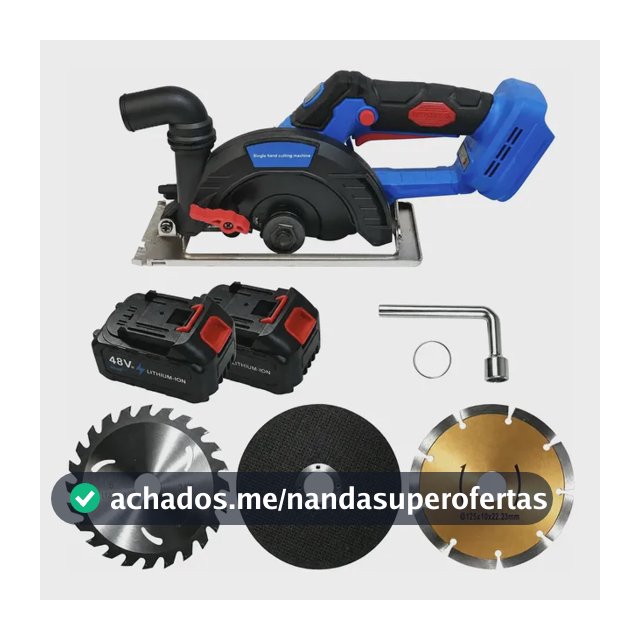 Serra Circular A Bateria 48v Sem Fio, 2 Baterias, 3 Lâminas Azul 48v