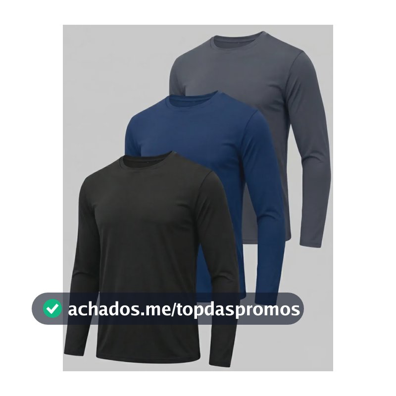 Kit 3 Camiseta Dry Fit Manga Longa Proteção Uv Segunda Pele Preto Azul-marinho Cinza-escuro M