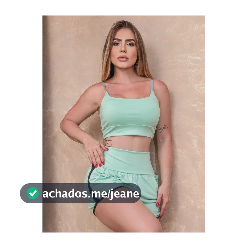 Conjunto Academia Feminino Top Bojo Short Cós Alto Bolsos Verde-claro G