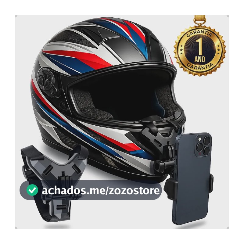 Suporte De Celular Para Capacete Moto Queixo Compatível Com GoPro Câmera Celular Ios Galaxy