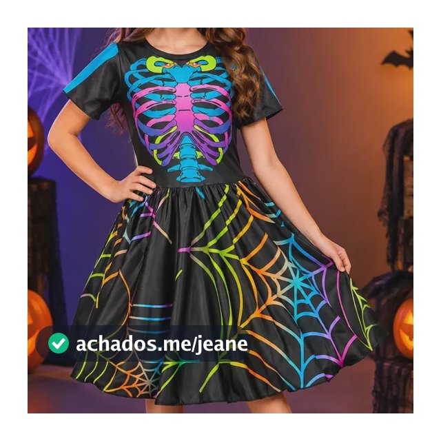 Fantasia Caveira Mexicana Infantil Vestido Halloween Barato
