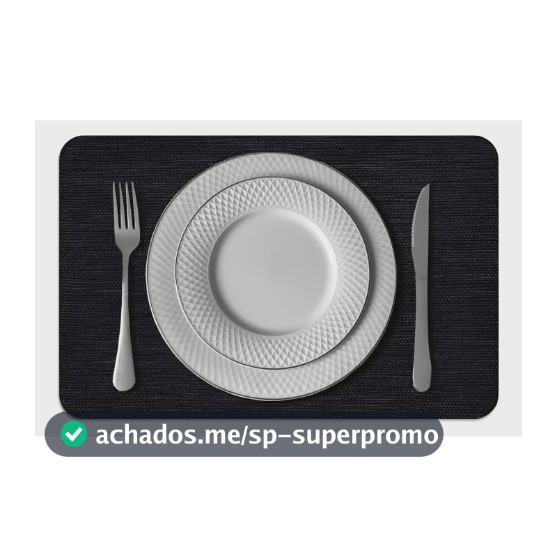 8 Jogo Americano Juta Preto Impermeável Limpa Facil Pvc