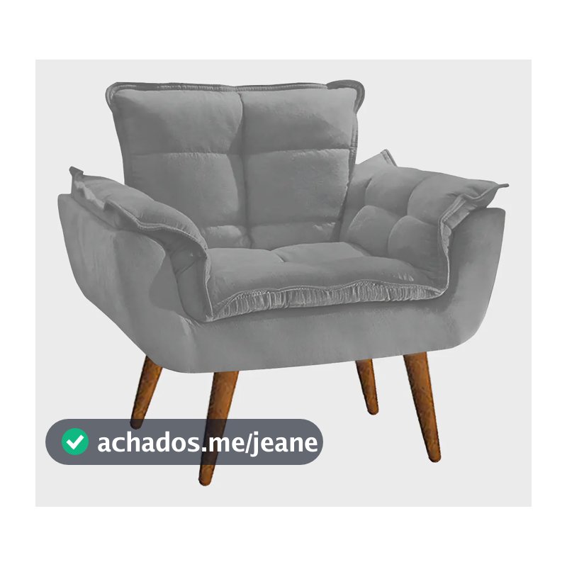 Poltrona Decorativa Opala Para Sala Confortável Arapongas Cor Cinza