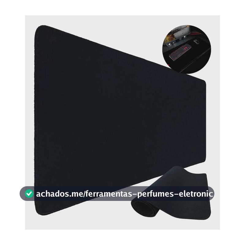 Mouse Pad Gamer 90x35 Escritório Alta Qualidade Preto Liso Isoprene