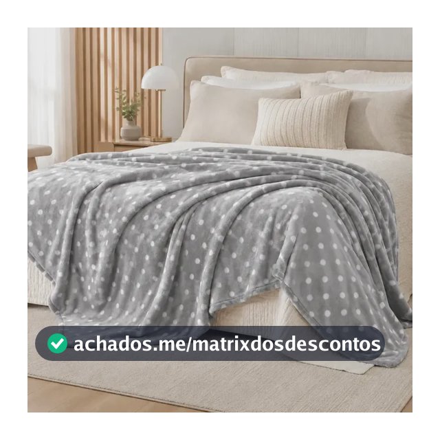 Manta Soft Poá Cinza Bolinhas Para Cama Casal Cobertor Dia A Dia Luxo