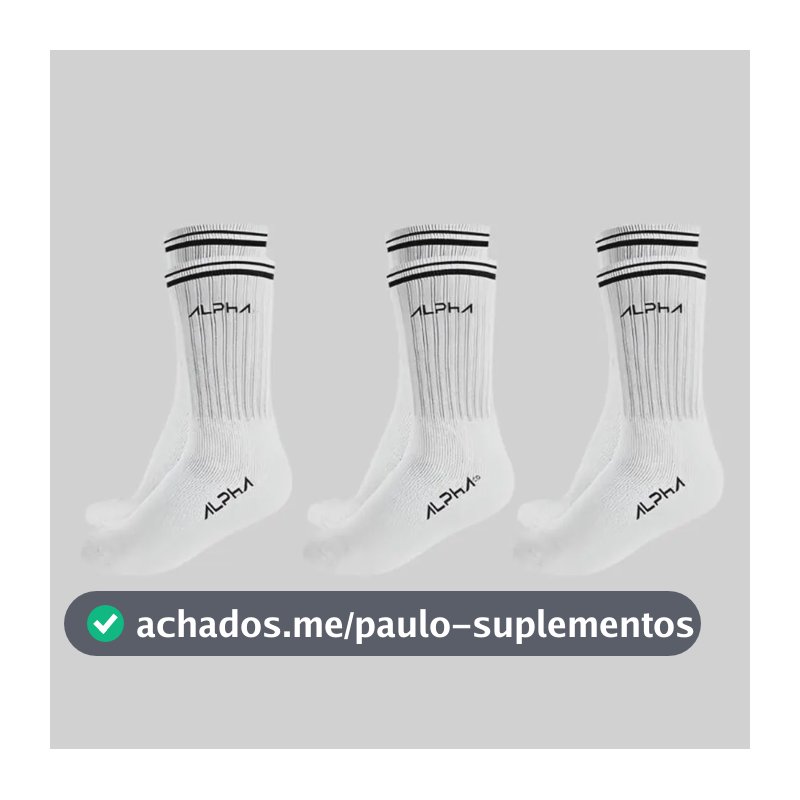 Kit 3 Meias Cano Médio  Alpha Branco U