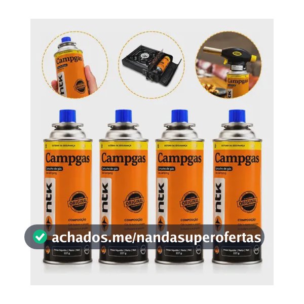 Kit Camping Gás De Maçarico Fogareiro 4 Latas Refil Ntk 227g Laranja