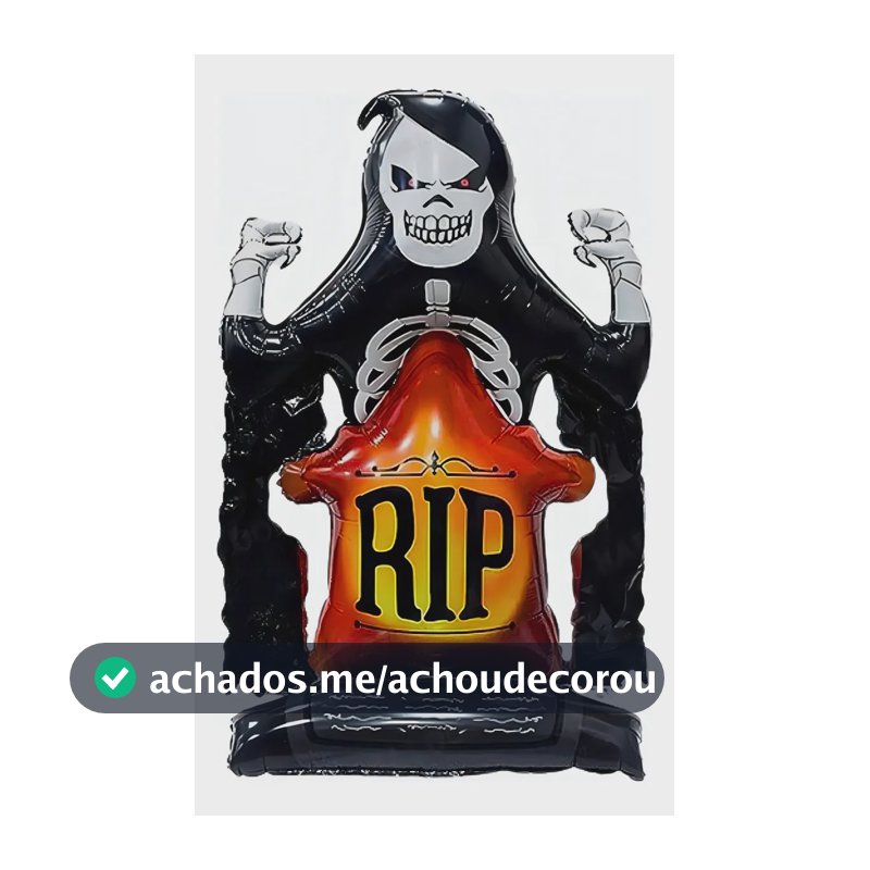 Decoração Halloween Balão Enfeite Metalizado Cor Preto Balão Rip