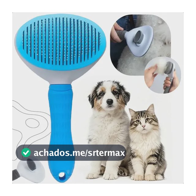 Escova Pet Autolimpante Rasqueadeira Magica Pelos Cães Gatos Cinza-escuro