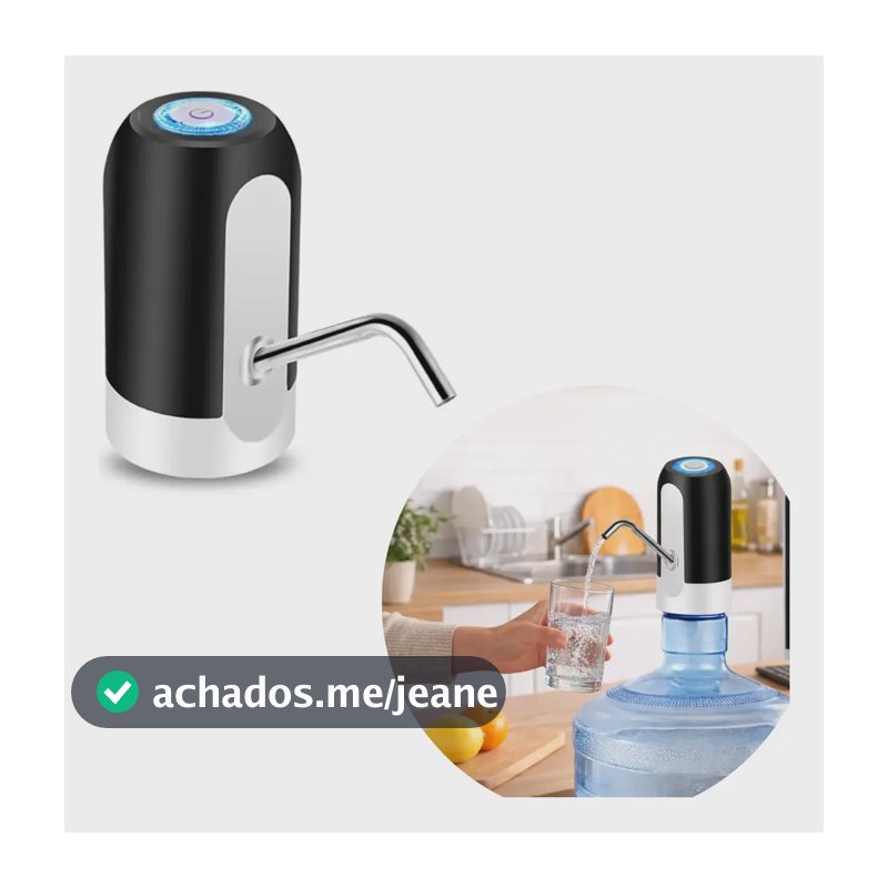 Bomba Elétrica Bebedouro Para Galão De Água Recarregável Usb Branco/preto