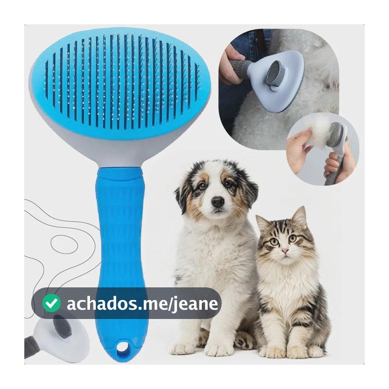 Escova Removedora De Pelos Pet Magica Gato Cao Automatica Rasqueadeira Cor Azul Homeroarte