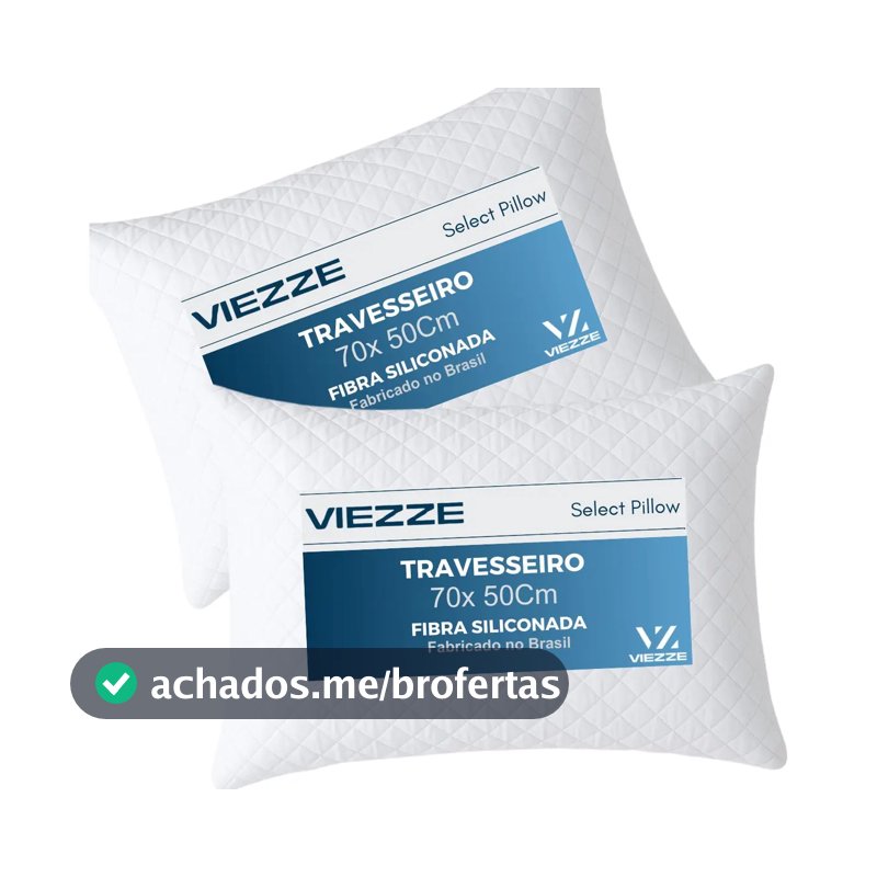 Kit 2 Travesseiros Luxo Matelado Fibra Antialérgica 70x50cm Branco
