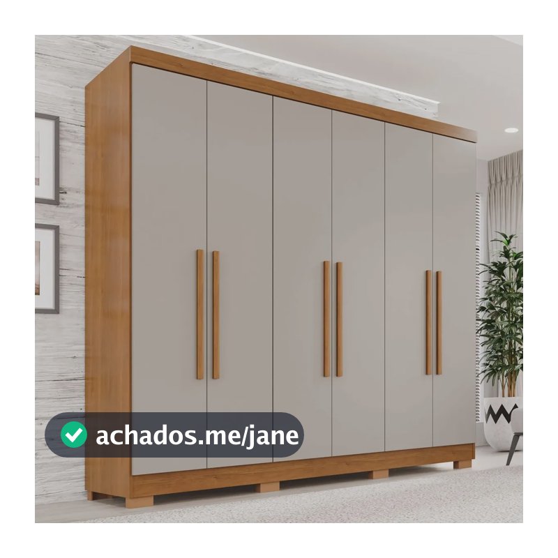 Guarda-roupa Casal 6 Portas 2 Gavetas França Espresso Móveis cor cinamomo off-white