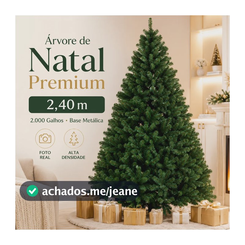 Arvore De Natal Grande Luxo 2m Premium 240cm C/ 2.000 Galhos Verde