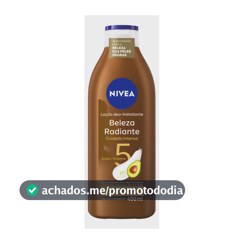 NIVEA Hidratante Desodorante Beleza Radiante Cuidado Intenso 400ml, Hidratação Profunda 48h, Brilho Natural, Corporal, Pele Seca e Extrasseca