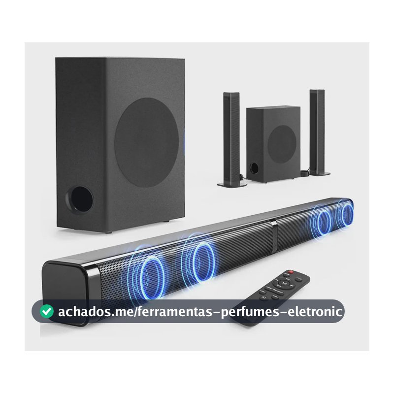 Caixa De Som Soundbar 200W Home Theater Tv Sound Bar Com Subwoofer Bluetooth Som Cinema, Com HDMI ARC, óptico, AUX e Coaxial