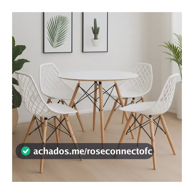 Conjunto Mesa Com 4 Cadeiras Eames 90cm Kaila Dsw La Mobilia Branco Não Tem Tecido