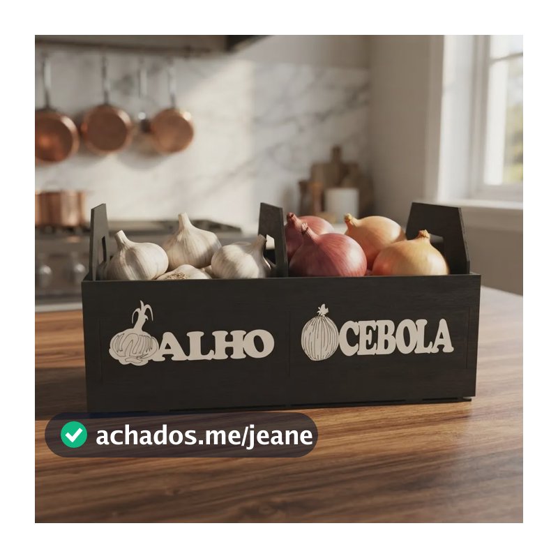 Caixotes Porta Alho E Cebola Organizador De Cozinha Mdf Preto