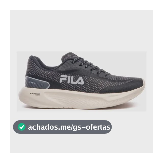 Tênis Masculino Spry Fila Preto/grafite/cinza Liso 41 Br