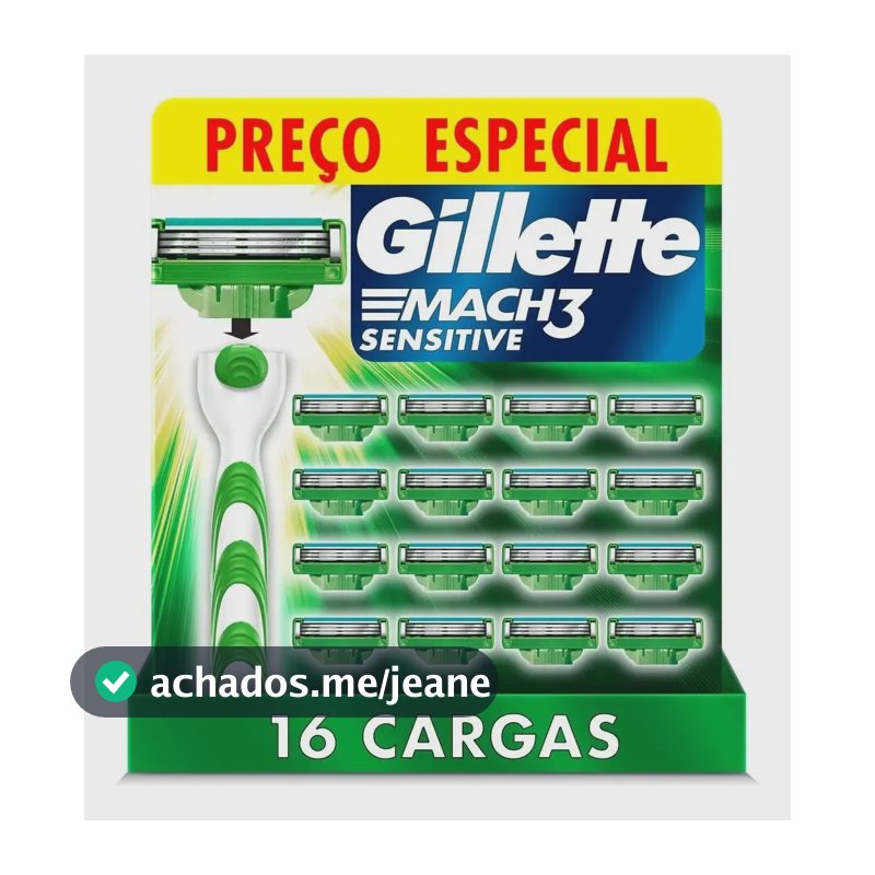 Carga Para Lâmina De Barbear Gillette Mach3 Sensitive 16 Und