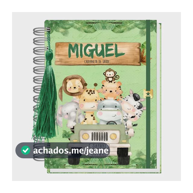 Caderneta De Vacinação Safari Personalizada Capa Dura